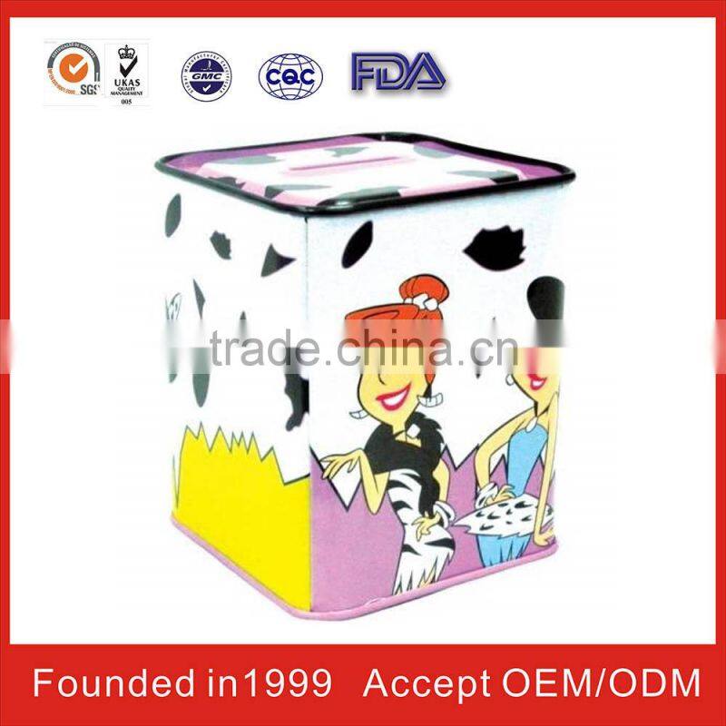 square fancy empty tin plate gift box