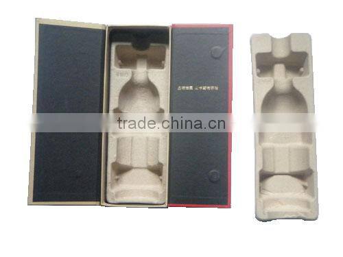 Biodegradable paper pulp wine packaging tray and box