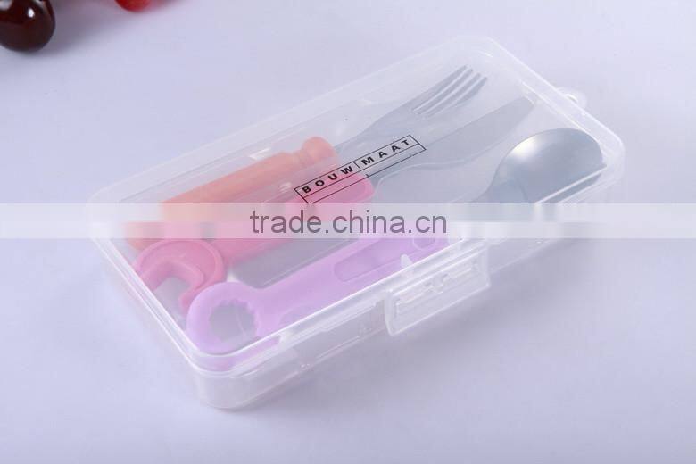 high quality plastic handle fork and knife spoon kids cutlery set