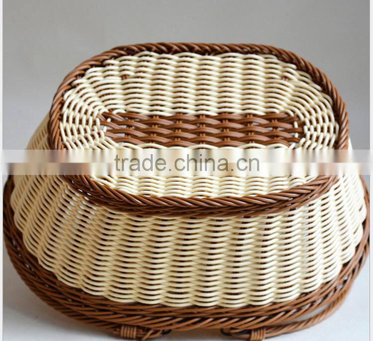 Food grade PE wicker hand basket outdoor picnic basket fruit basket wholesale