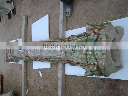 High quality Western DARK GREEN ONYX COLUMNS PILLARS CARVED TOP