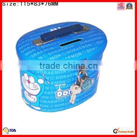 metal with lock customizable money bank tin can