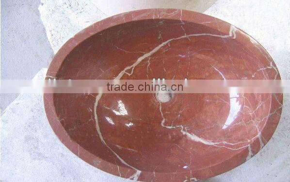 Coral red marble wash basin