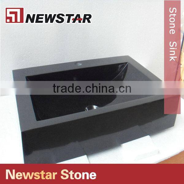 Newstar polished black stone sink for outdoor