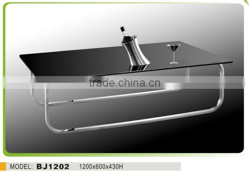BJ1202 tempered glass stainless steel modern coffee table