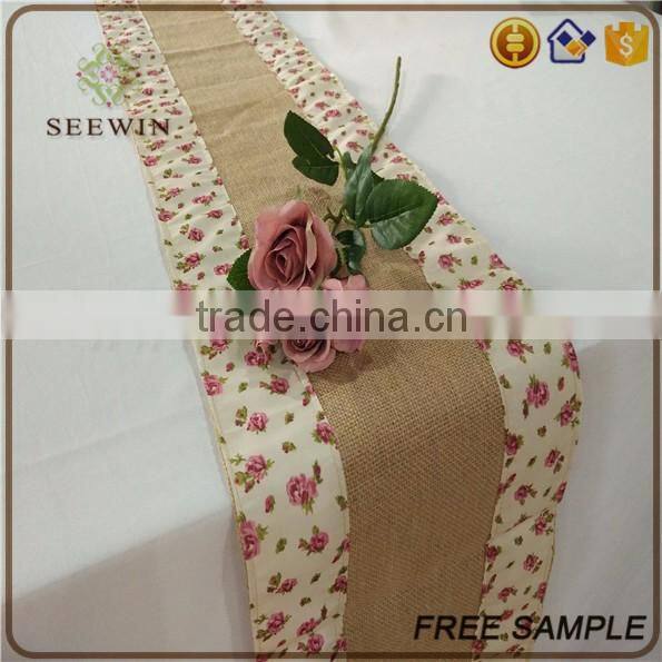 2016 lace pattern burlap table runner