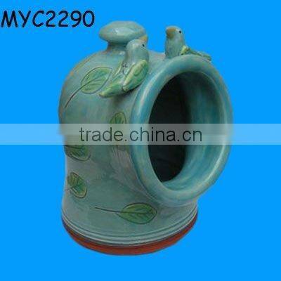 Glazed pottery salt container