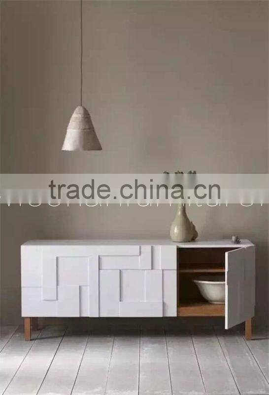 Stylish solid wood corian shelved living room bedside cabinets