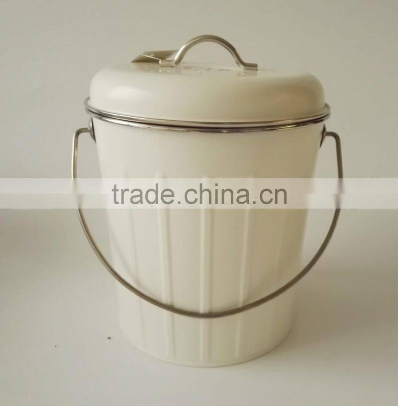 Indoor Powder-coated Steel Compost Food Waste Recycling Caddy Bin Metal Compost Bucket