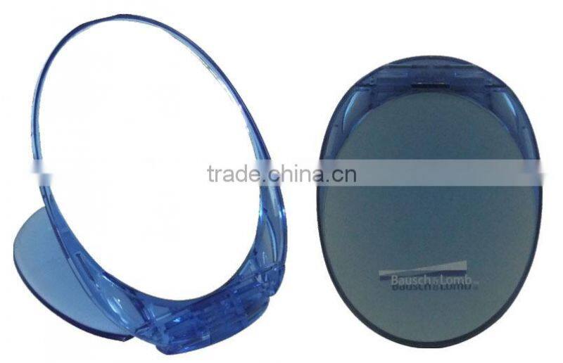 Plastic oval shape foldable one side cosmetic pocket mirror