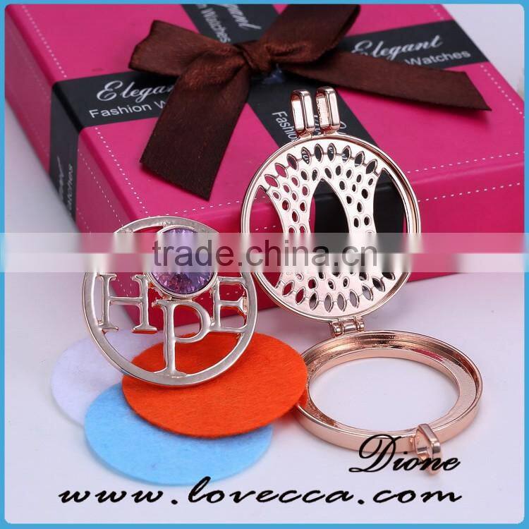 Wholesale Stainless Steel Jewelry Diffuser Necklace with Plated Rose Gold