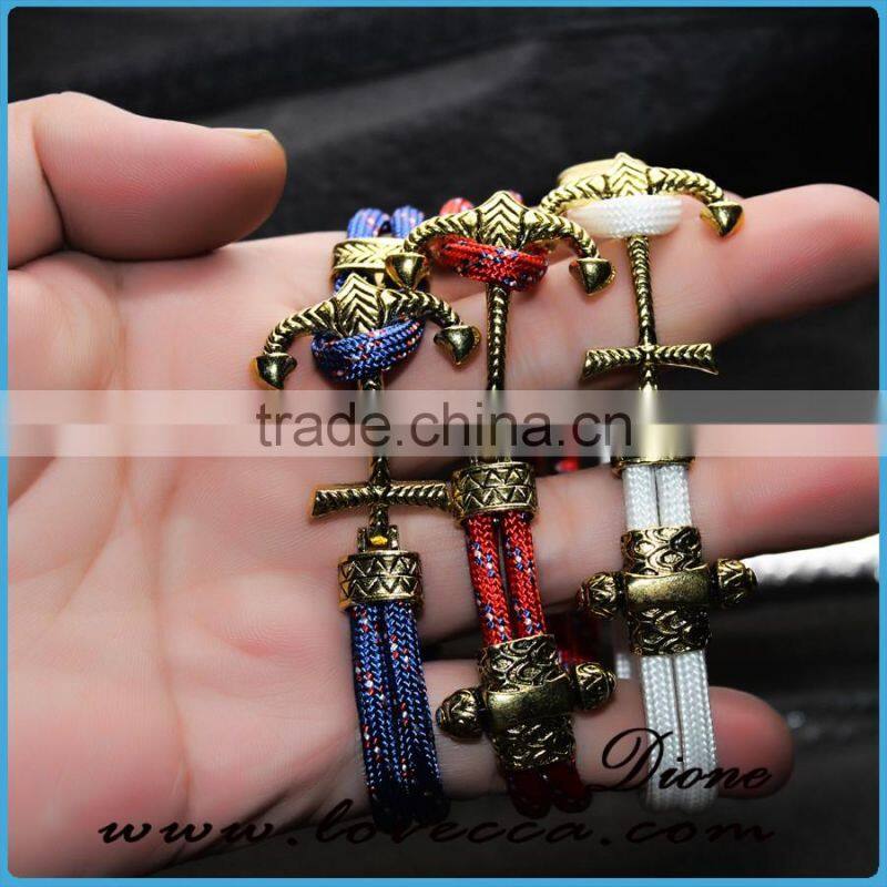 Custom Handmade Men's Genuine Leather Steel Anchor Hook Bracelet