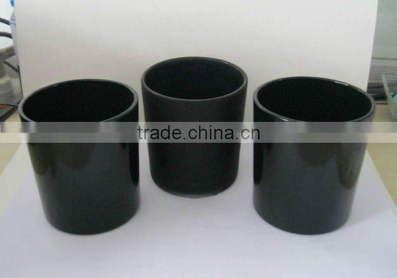 black glass candle holder
