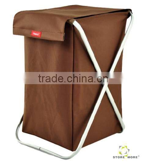 Brown Cloth Laundry Basket With Strong Iron Rack, Dirty Laundry Products