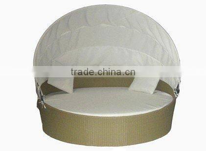 fashion rattan furniture rattan round sunbed with canopy