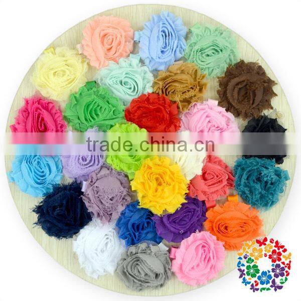 Wholesale Many Different Colors Shabby Chiffon Flower Decoration Girls Flower Hair Clips