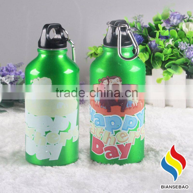 Custom made big mouth Mouth Aluminum Water Bottle w/Carabiner