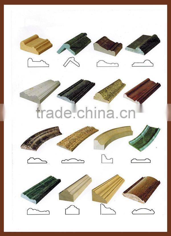 Polished white marble chair rail, marble mouldings, marble trim