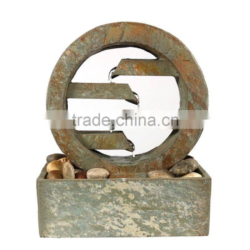 4-Level Slate Tabletop Water Fountain with LED Light