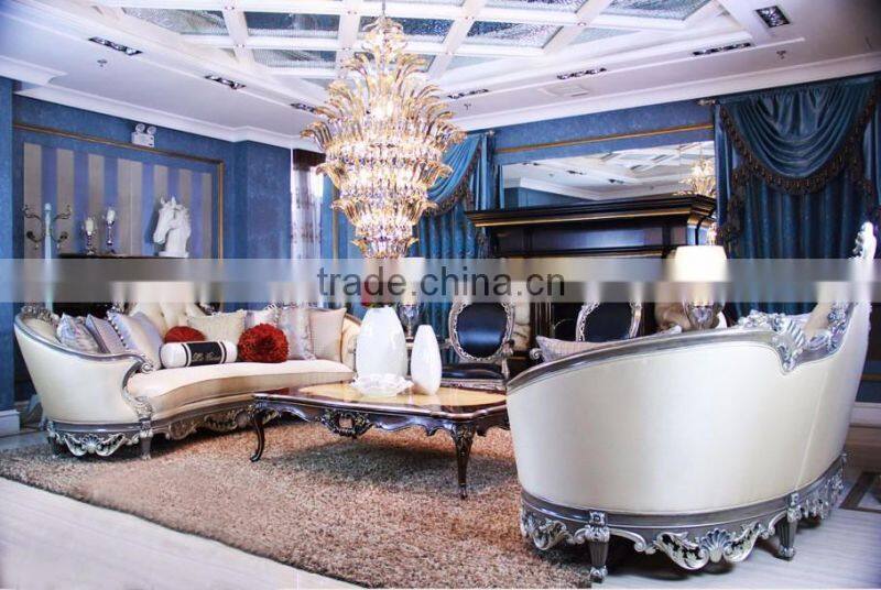 Highly Refined European Rococo Carving Golden Three Seater Sofa with Button Decorations BF12-05314a