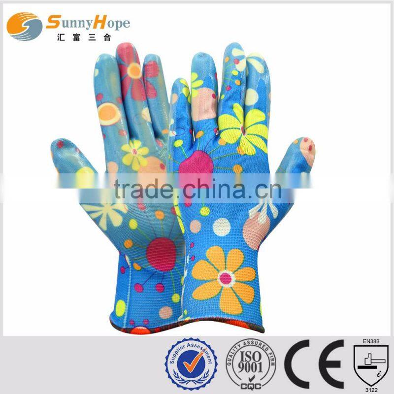 SunnyHope China Factory nitrile coated women's garden gloves