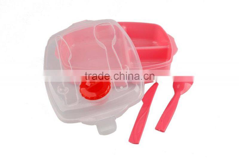 Promotional Hotsale Microwave Use Plastic Lunch Box With Cutlery Set