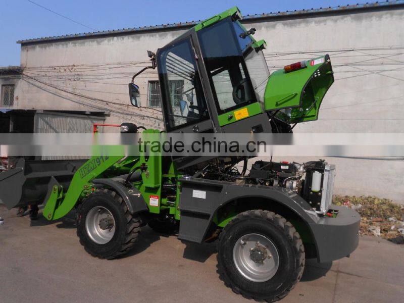 new type huizhong ZL-12 small wheel loader for sale HZM912 with bigger cabin space