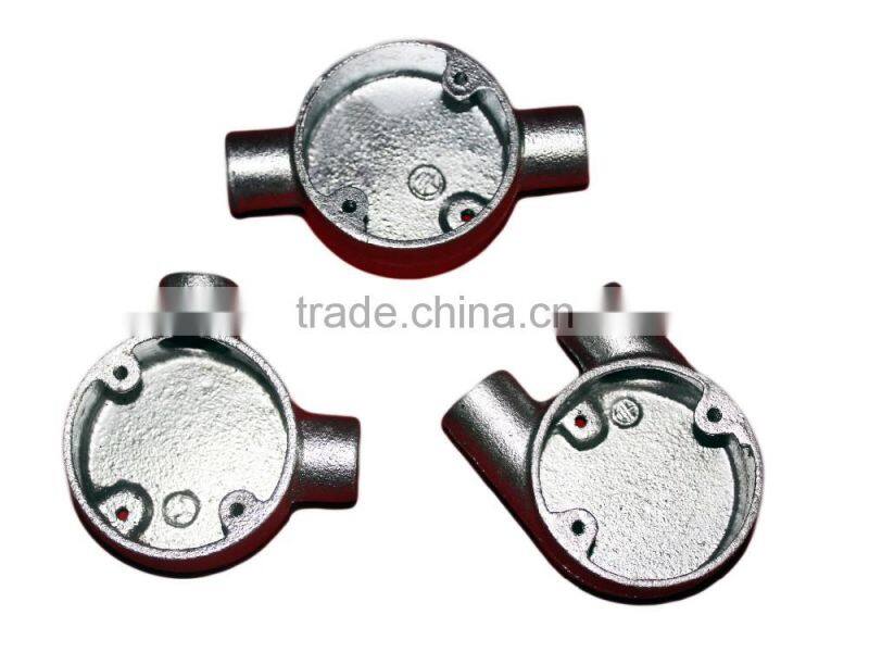 Junction box with terminals for galvanised conduit tube