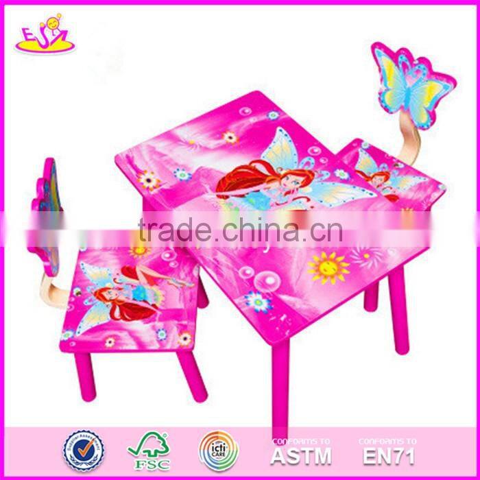 2017 New design home / school / pink wooden girls table and chairs W08G197
