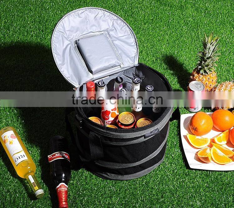 China supply round foldable collapsible cooler picnic bag for drink ,wine and food
