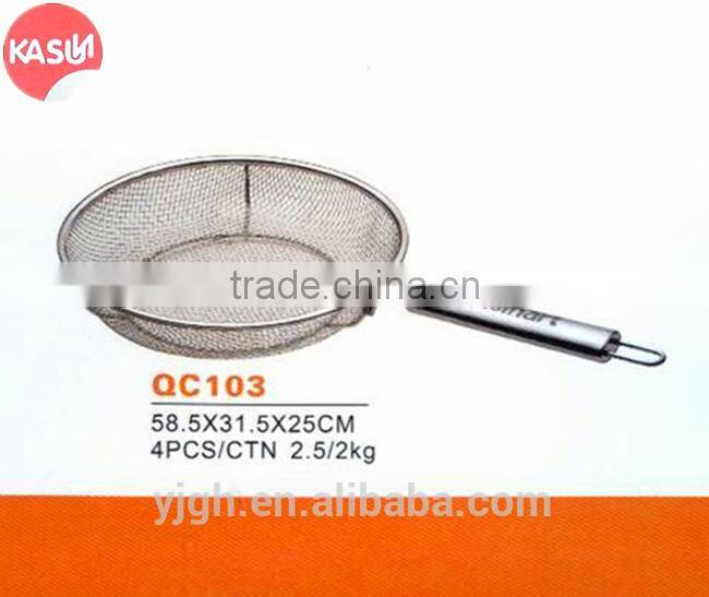 QC104 KASUN Stainless Steel french fries mini deep fryer basket with cover and long handle