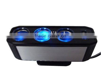 CE Approval 3 Sockets USB Car Cigarette Lighter Adapter for iPhone , Tablet