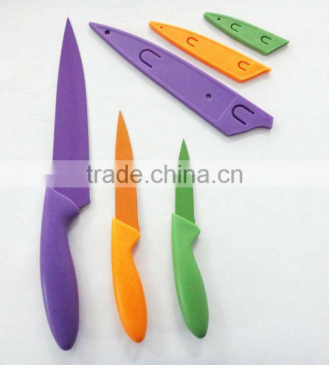 3 pcs telfon kitchen knife set with PP sheath