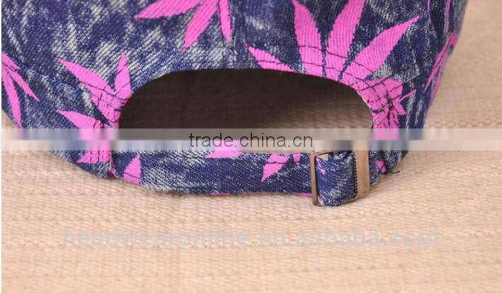 colorful maple leaf printed denim military caps and hats