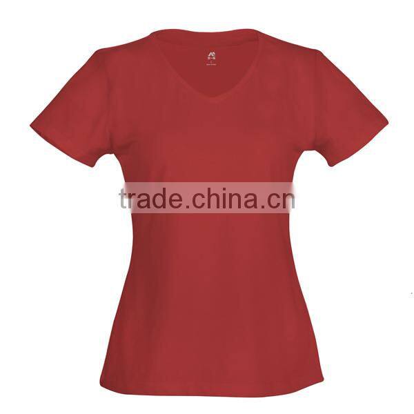 red color v-neck collar t-shirt