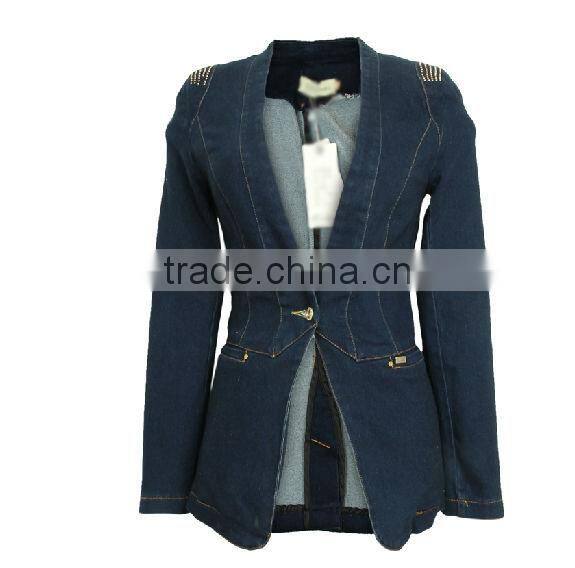 slim fit long sleeve blue denim style branded blazers for formal wear
