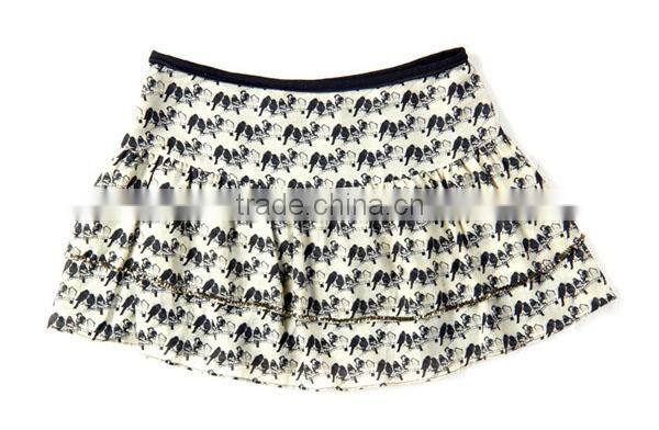 Pleates short ruffle print elegent high quality garment factory corset tutu skirt