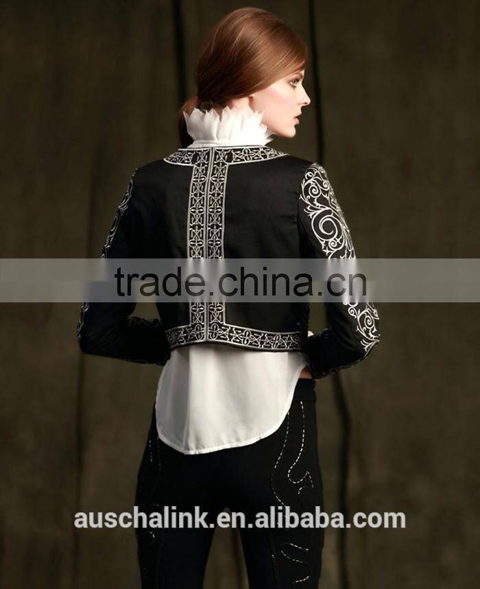 auschalink ladies long sleeve fitted embroidery jackets short style designs
