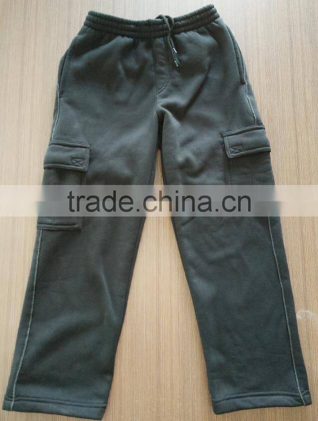 Men's,Boy's and Kid's fleece cargo pants with piping fleece pant