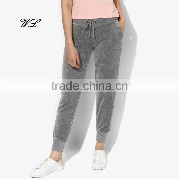 Woman's Velvet Fabric Track Pants Casual Wear Loose Sweat Jogger Pants