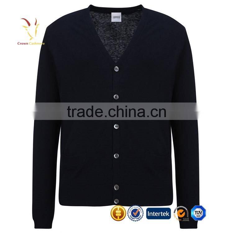 V Neck Mens Knitted Cashmere Cardigan Sweater