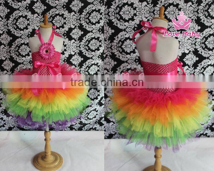 Fairy Kids Crochet Top Tutu Lined Bottom Tulle Mermaid Wedding Dress
