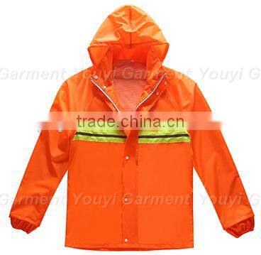 orange 100% waterproof raincoat with hood
