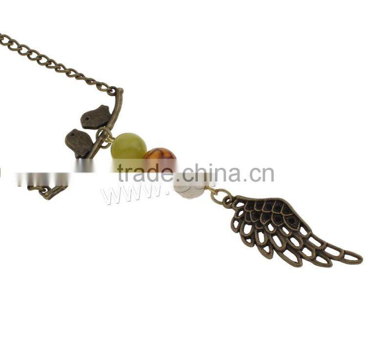 Gemstone picture necklace Zinc Alloy brass chain natural gemstone necklace