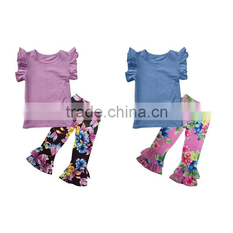 New Arrival Spring Summer princess Baby Girl Clothing outfit hot sale baby party Top With Pants Ruffle Set fashion flower pants