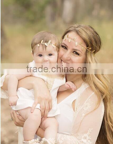 2 colors leaf headband, leaf headband for both mom and kids, mom & kids headband