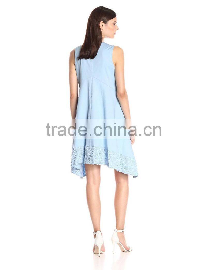 Women's Kerchief Hem Swing Blue,Beige,Off-white Dress