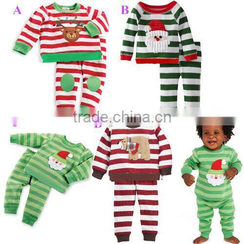 Wholesale Woolen Striped Christmas Children Pajamas