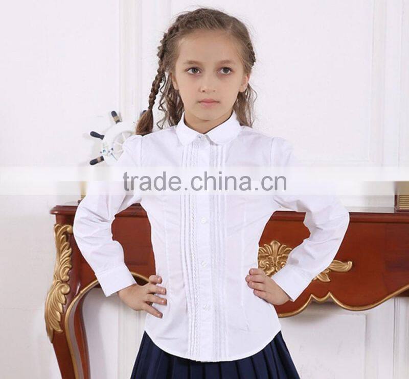 Wholesale 100% cotton school shirt, high quality 100% cotton school uniform