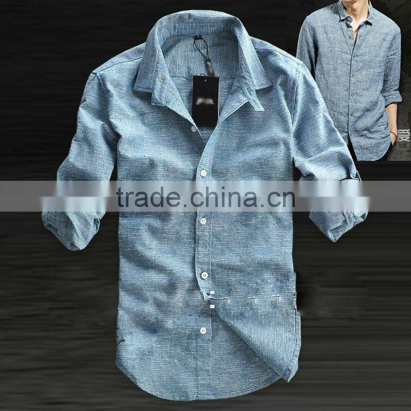 2016 foreign trade cotton men long sleeves linen shirt